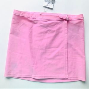 NWT Submarine Pink Buckle Faux Wrap Swimsuit Lycra Cover Up Skirt Girls 16 New